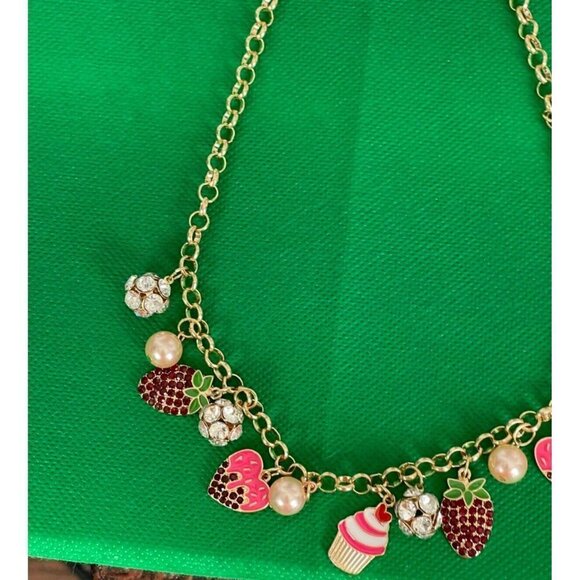Charter Club Heart, Fruit & Cupcake Charms Faux Pink Pearl Statement Necklace - Picture 4 of 6